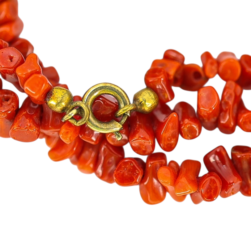 Vintage Natural Undyed Red Branch Coral Necklace Boho Style