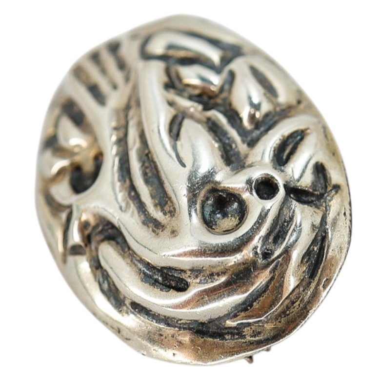 Vintage Mexico Silver Roadrunner Brooch Sculptural Relief 1.25”