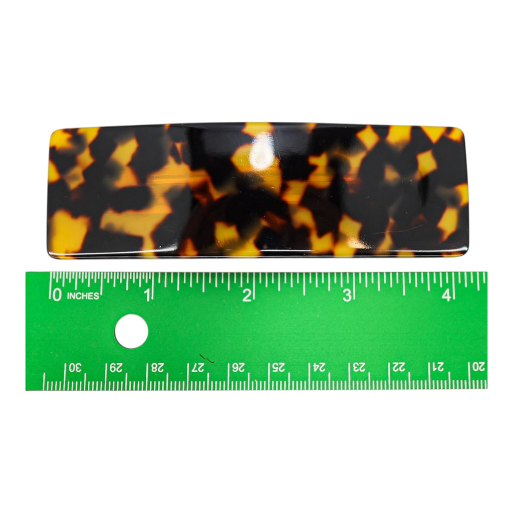 France Luxe Classic Faux Tortoise Shell Rectangular Barrette – Amber and Black