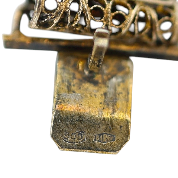 Vintage 1930s Italian Gilded 800 Silver Filigree Bracelet with Natural Coral – Firenze Maker