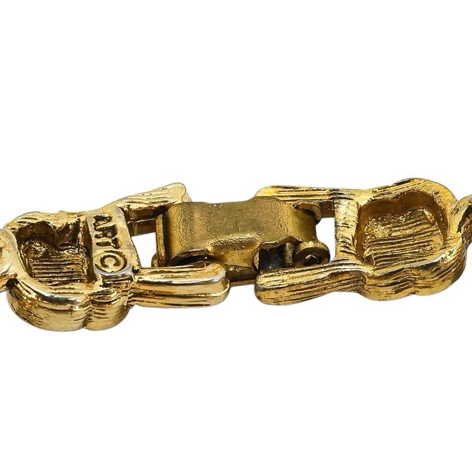 Vintage Signed ART Charm Bracelet Ornate Victorian Revival GoldTone 7.3”