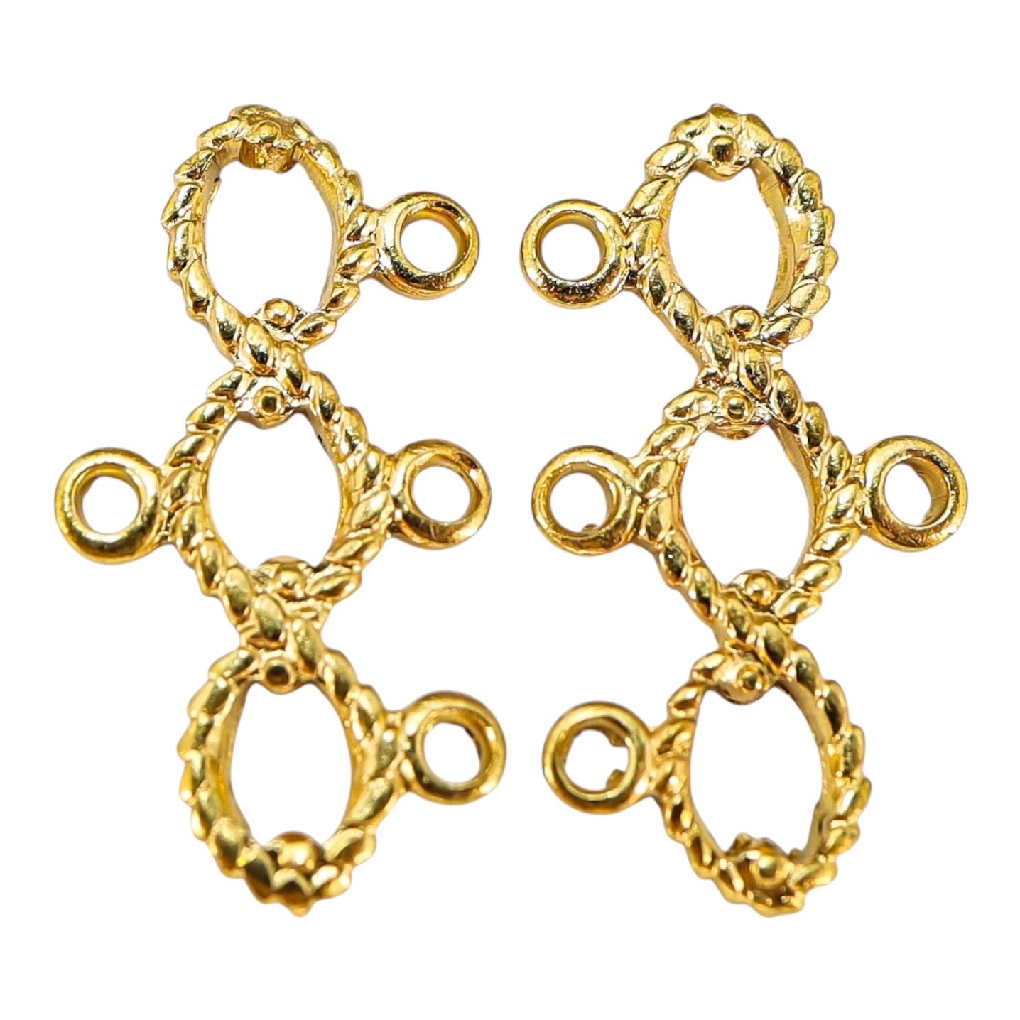 Vintage NOS 3-Strand Gold-tone Connector Findings -  Twisted Loop Design