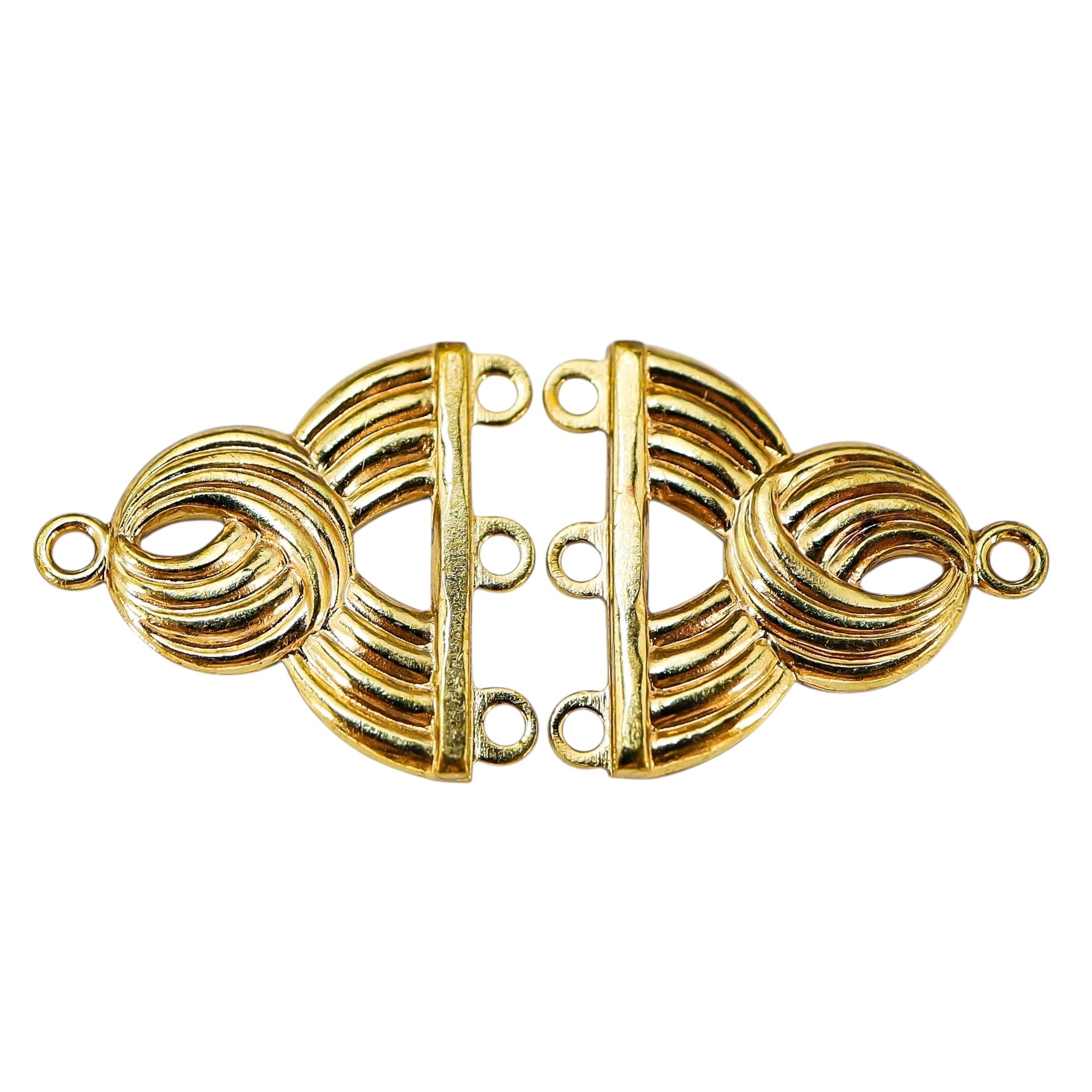 Vintage NOS 3-Strand Gold-tone Connector Findings - Braided Design