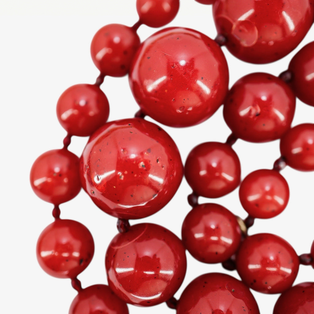 BEN-AMUN Vintage 80s Statement Necklace Cherry Red Resin Graduated Beads