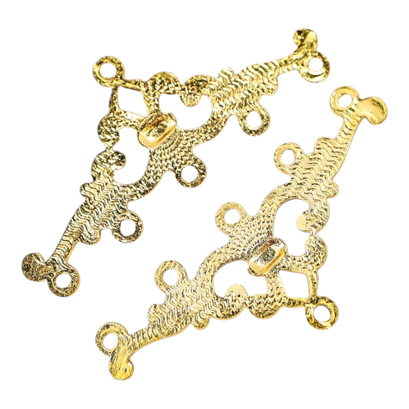 Vintage NOS 5-1 Multi Strand Connector Findings -  Gold Tone Rococo Scroll