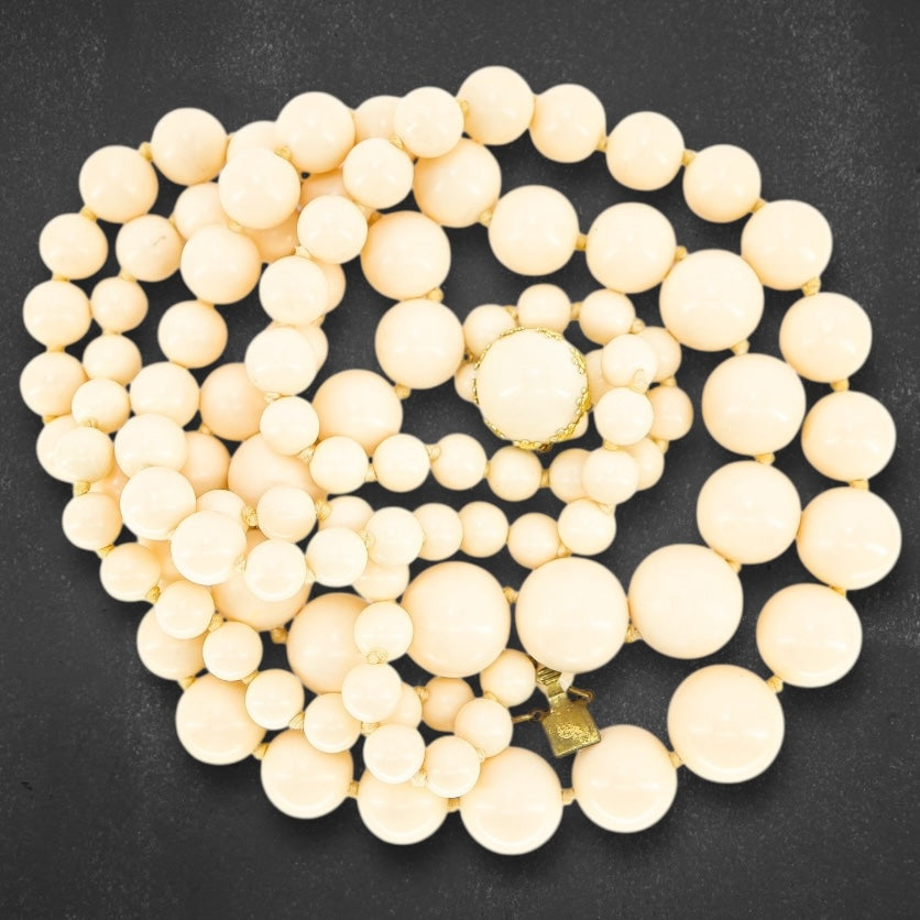 Vintage West Germany Cellulose Acetate 2 Strand Bead Necklace Statement Bold Chunky