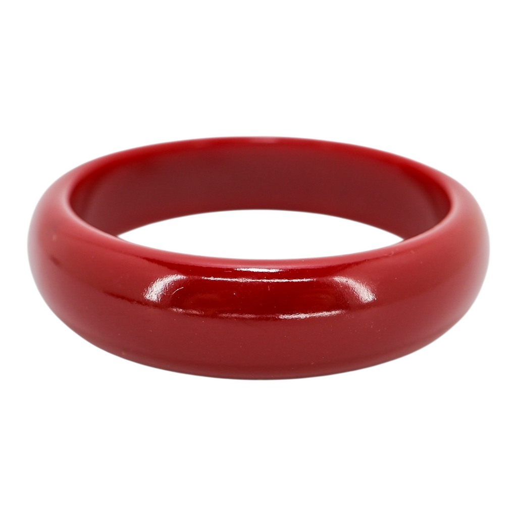 Vintage-Style Deep Red Resin Bangle with Sparkling Crystal Inlay
