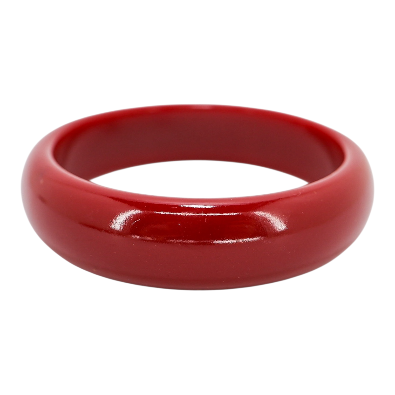 Vintage-Style Deep Red Resin Bangle with Sparkling Crystal Inlay
