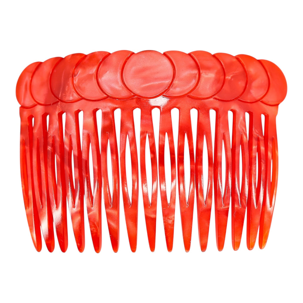 Vintage Handmade French Red Hair Combs – Marbled Cellulose Acetate, Set of 2