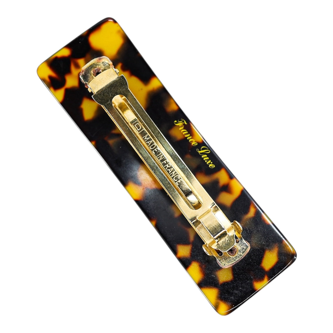 France Luxe Classic Faux Tortoise Shell Rectangular Barrette – Amber and Black