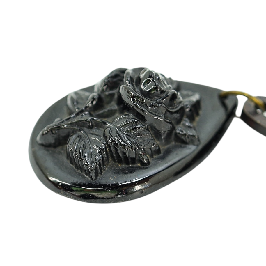 Mourning Jewelry Revival Necklace 1920-1940 - Lacquered Jet And Horn