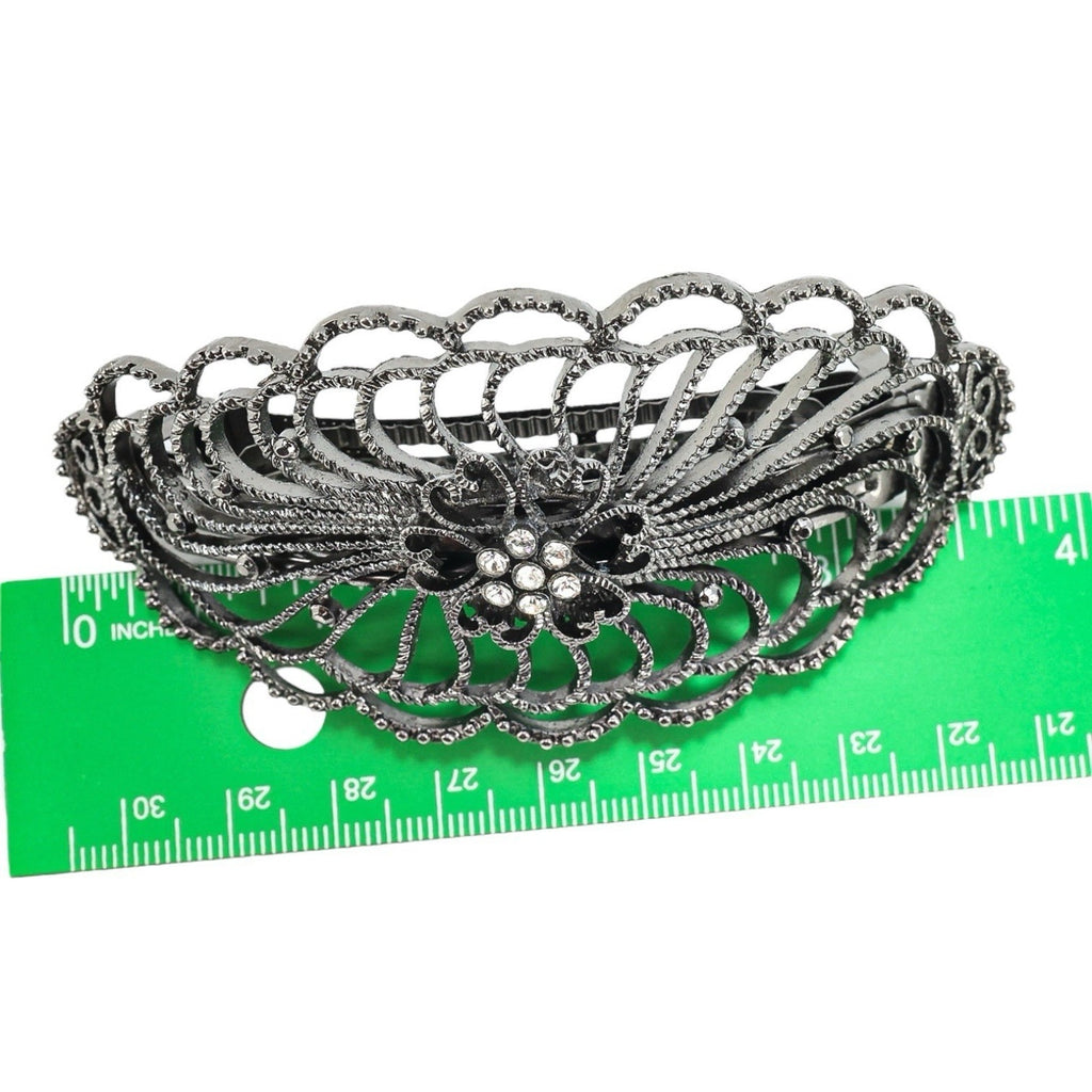 Lot Of Metal Hair Clips Barrettes - Brass Comedy Tragedy Masks - Gunmetal Filigree