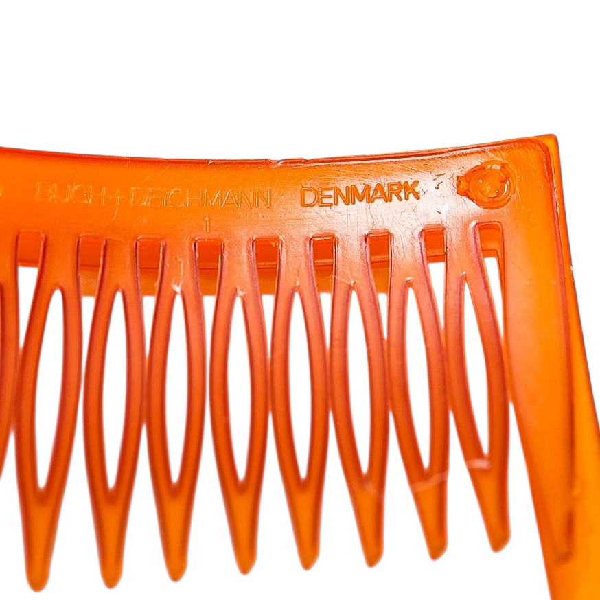 Vintage Buch + Deichmann Hair Comb Orange Cellulose Acetate MOD
