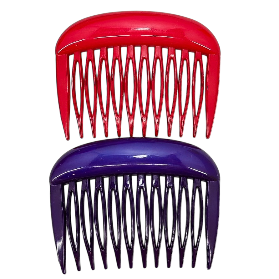 Lot of 2 Vintage 1983 Buch + Deichmann Hair Combs Purple Fuchsia MOD