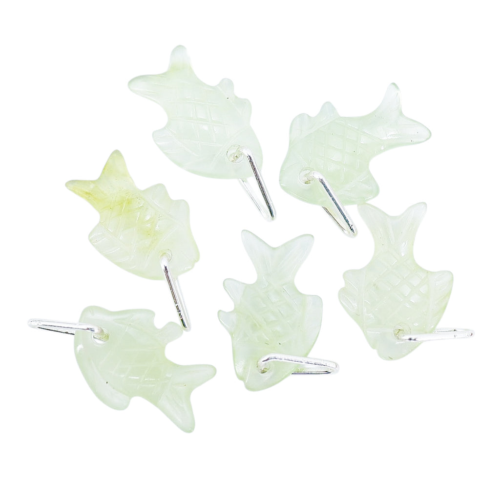 Vintage Carved Genuine Jade 15mm Fish Charm - Price Per 1 Piece OOAK