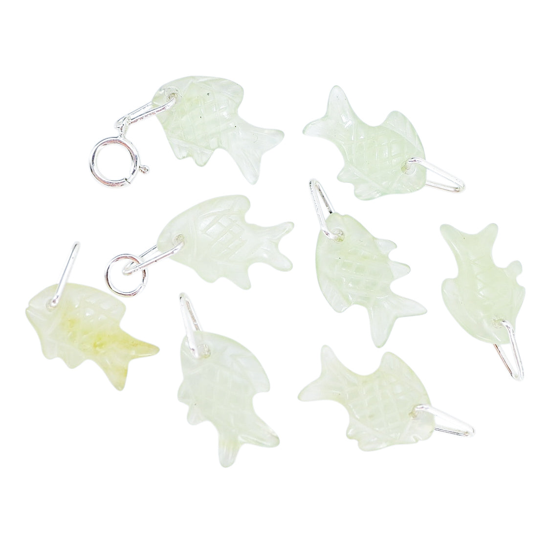 Vintage Carved Genuine Jade 15mm Fish Charm - Price Per 1 Piece OOAK