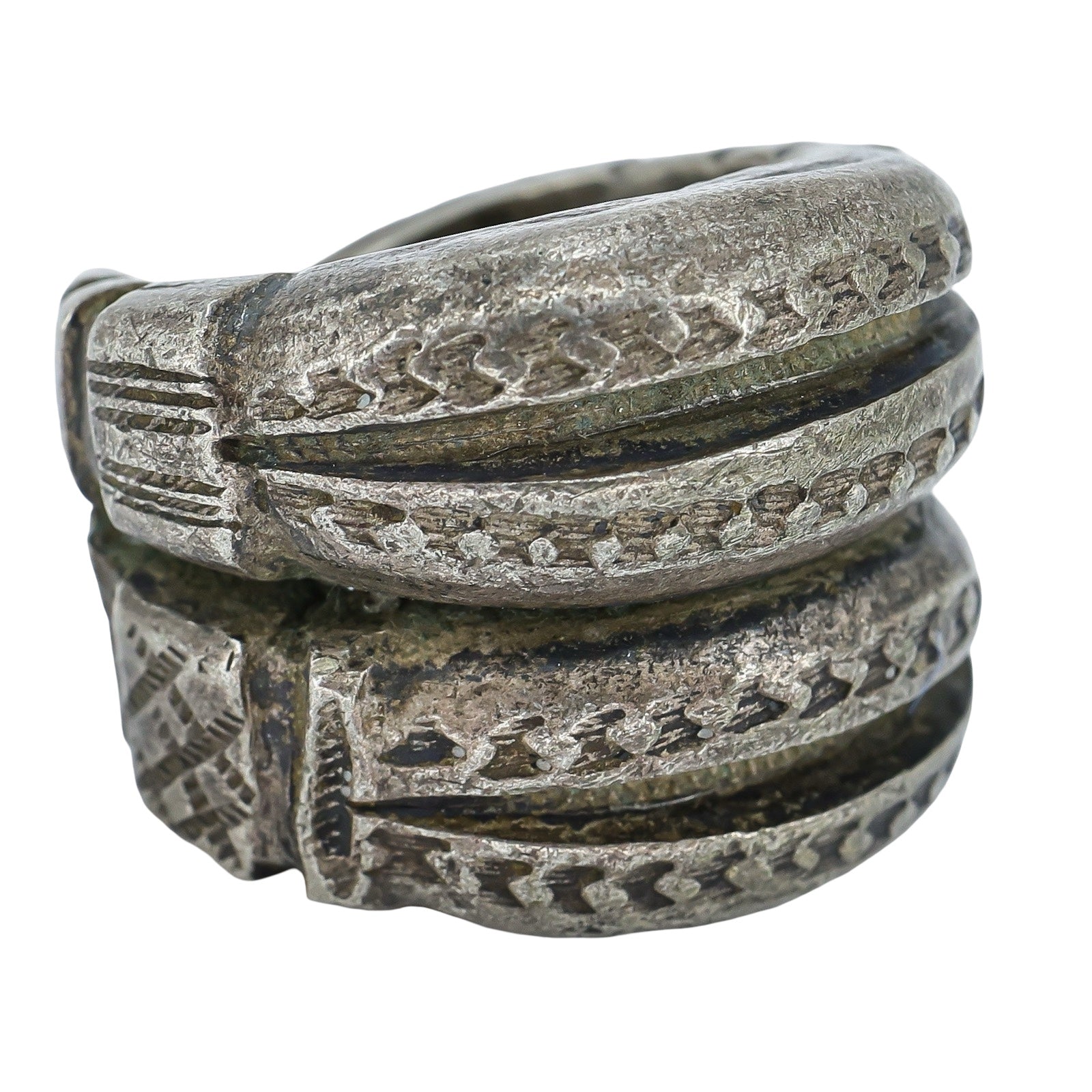 West African Saharan Tribal Snake Ring - Prestige Amulet - Size 7.5 - 52g