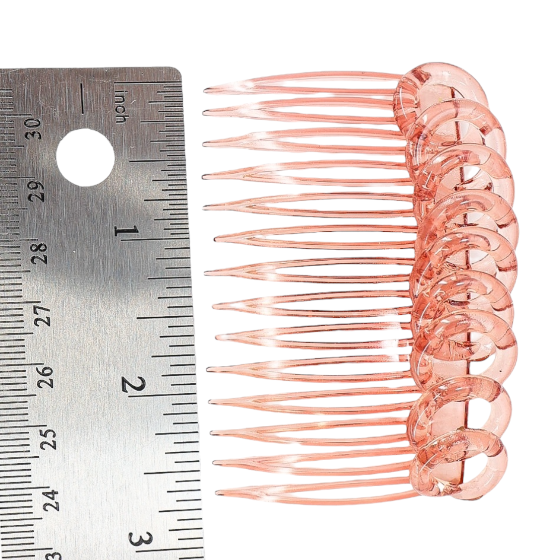 Vintage Pink Lucite Hair Comb – Made in USA – Retro Loop Top Design
