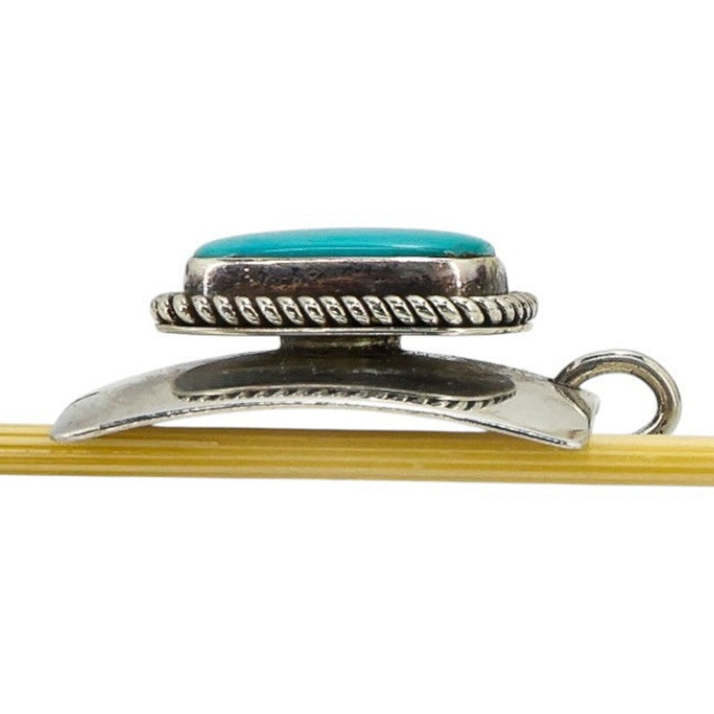 Native American Navajo Artie Yellowhorse Sterling Silver Turquoise Pendant Signed
