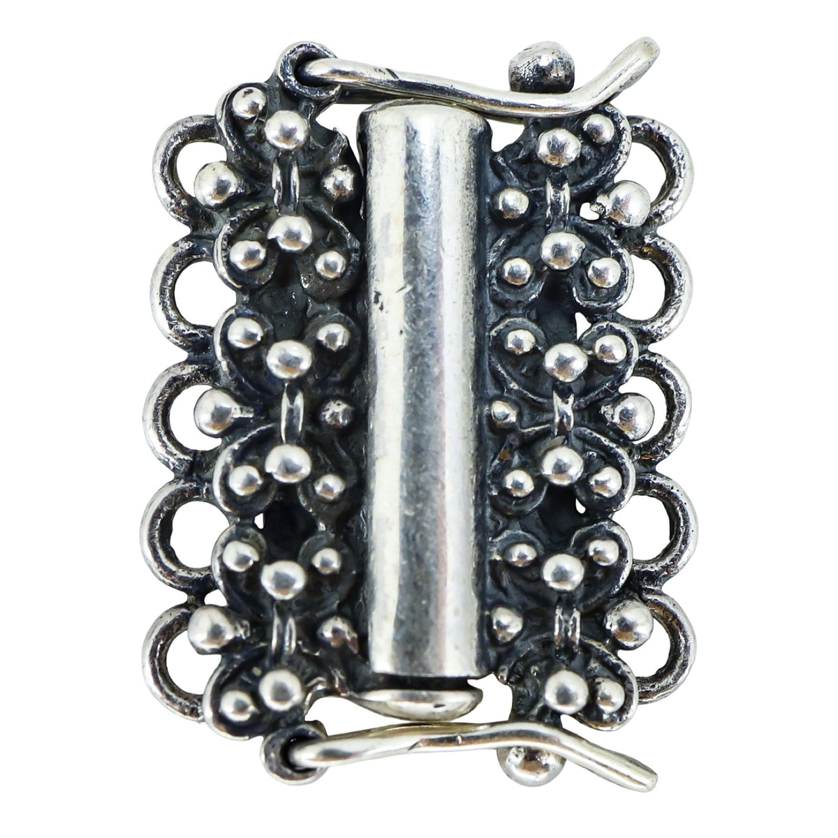 Vintage NOS 925 Sterling Silver 5 Strand Ornate Box Clasp Double Safety Bali Style