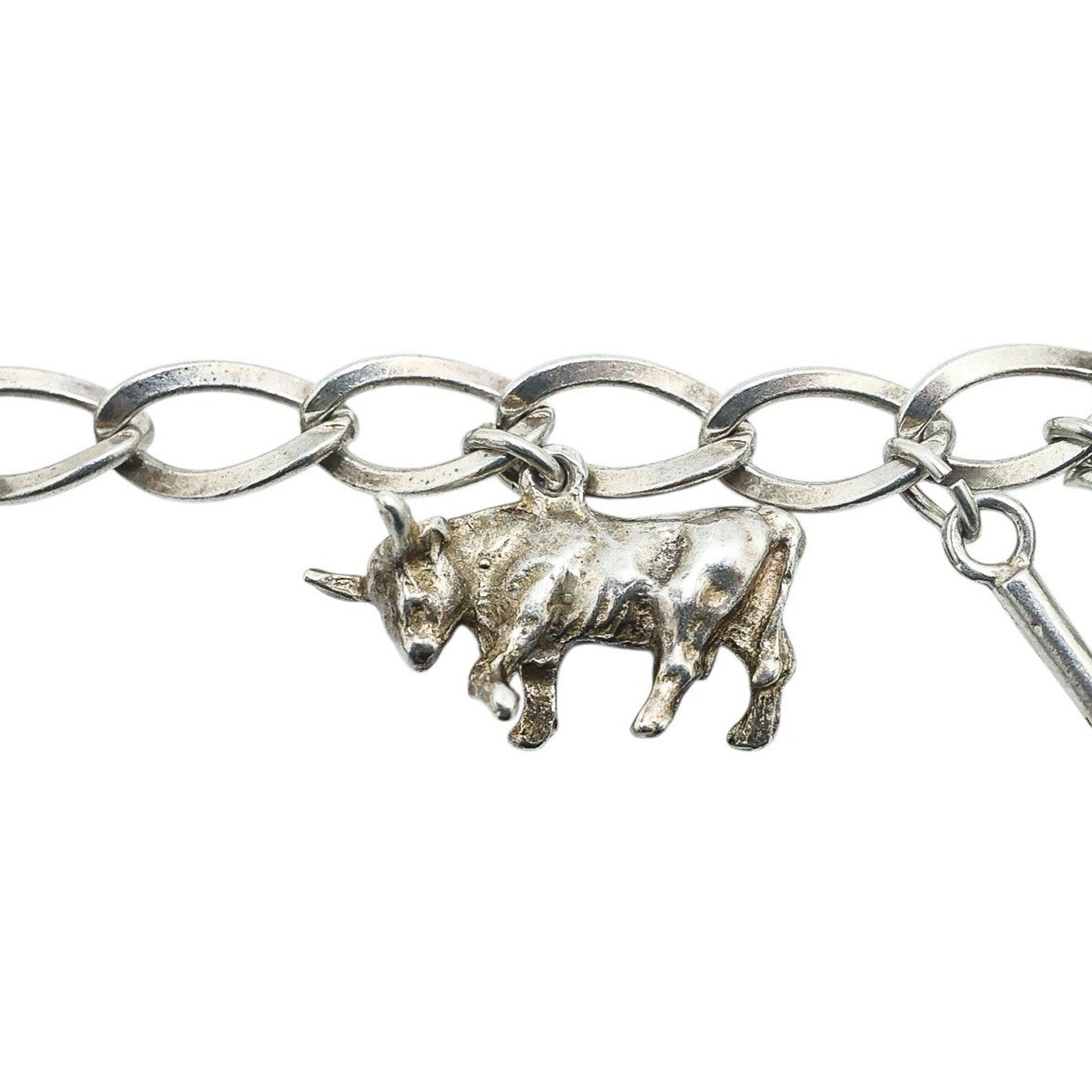 Heavy Silver Wild West Western Charm Bracelet 34g Cowboy Rodeo Boho Acid Tested