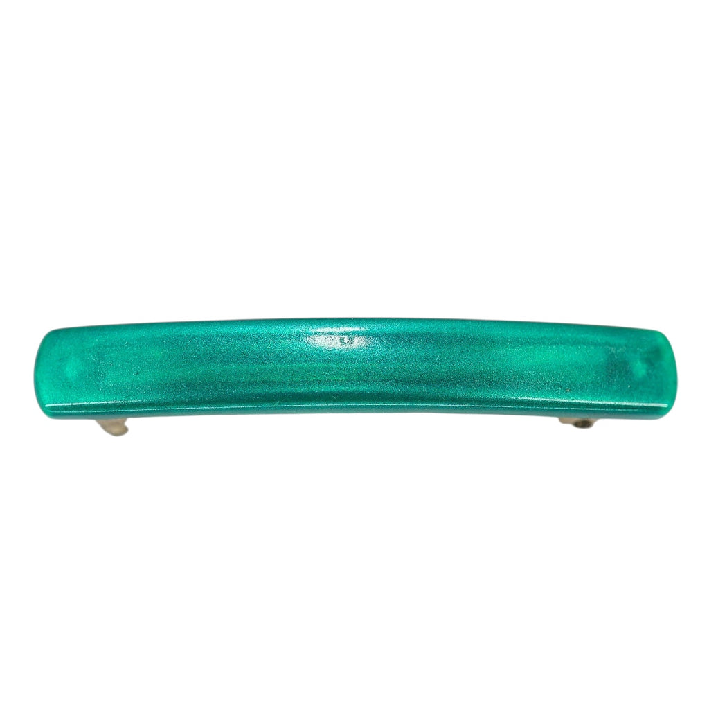 Vintage French Hair Barrette – Teal Green Cellulose Acetate – Otomatic Bte SGDG – Made in France