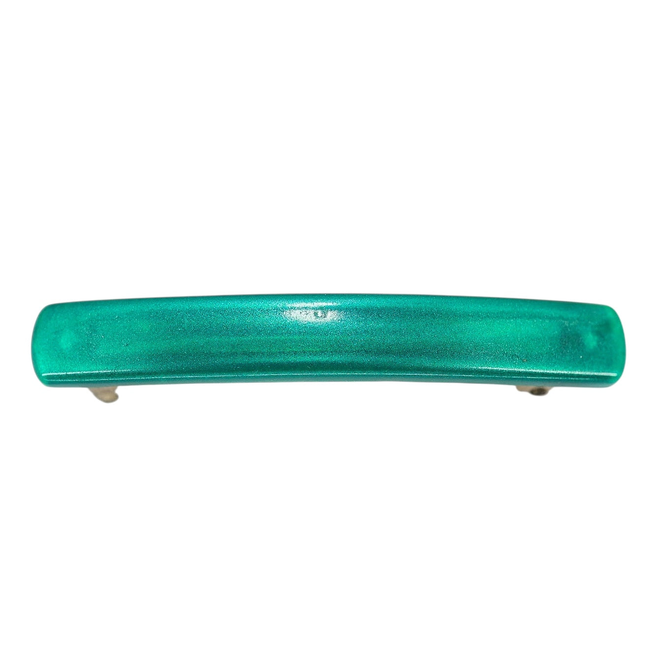 Vintage French Hair Barrette – Teal Green Cellulose Acetate – Otomatic Bte SGDG – Made in France