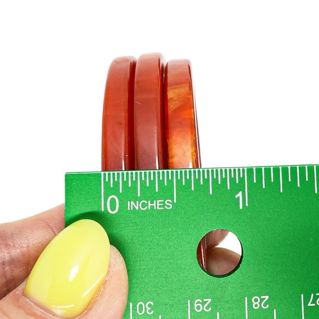 Vintage Bakelite Bangle Stack W Lucite Manu Fica Figa Charm Marbled Red