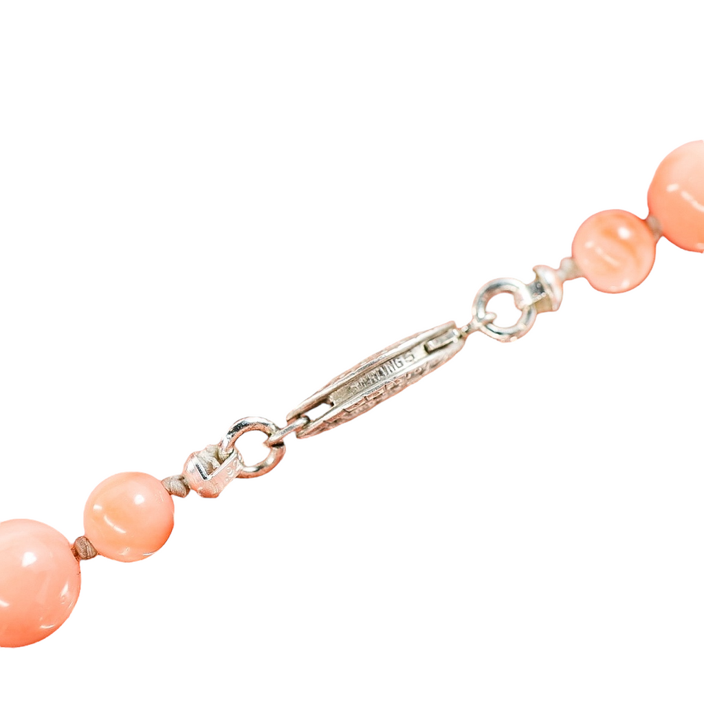 Salmon Pink Peach Momo Coral Necklace - New Strung w NOS Beads - 40g 18”