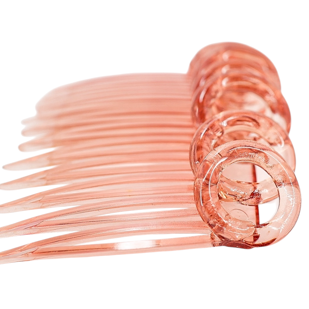 Vintage Pink Lucite Hair Comb – Made in USA – Retro Loop Top Design