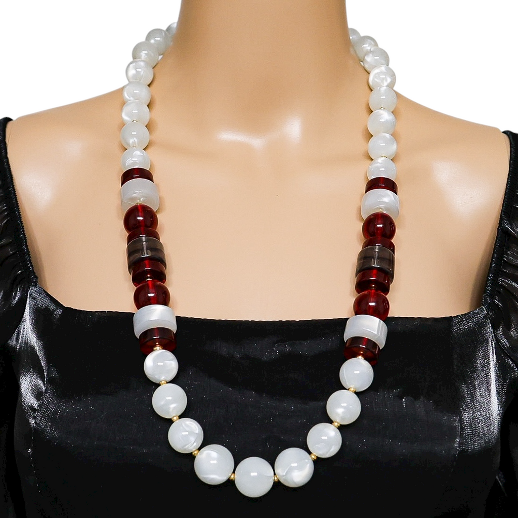 Monet NWT NOS Moonglow Lucite Chunky Statement Necklace 30”