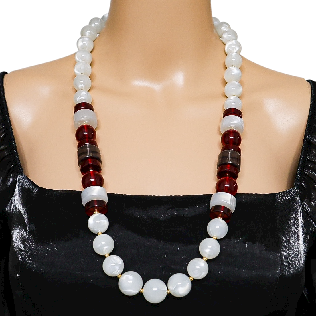 Monet NWT NOS Moonglow Lucite Chunky Statement Necklace 30”