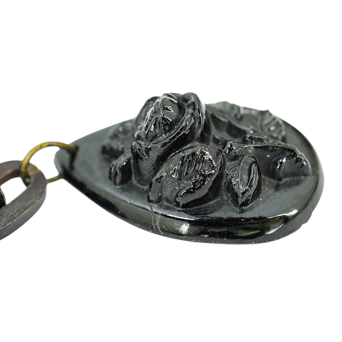 Mourning Jewelry Revival Necklace 1920-1940 - Lacquered Jet And Horn