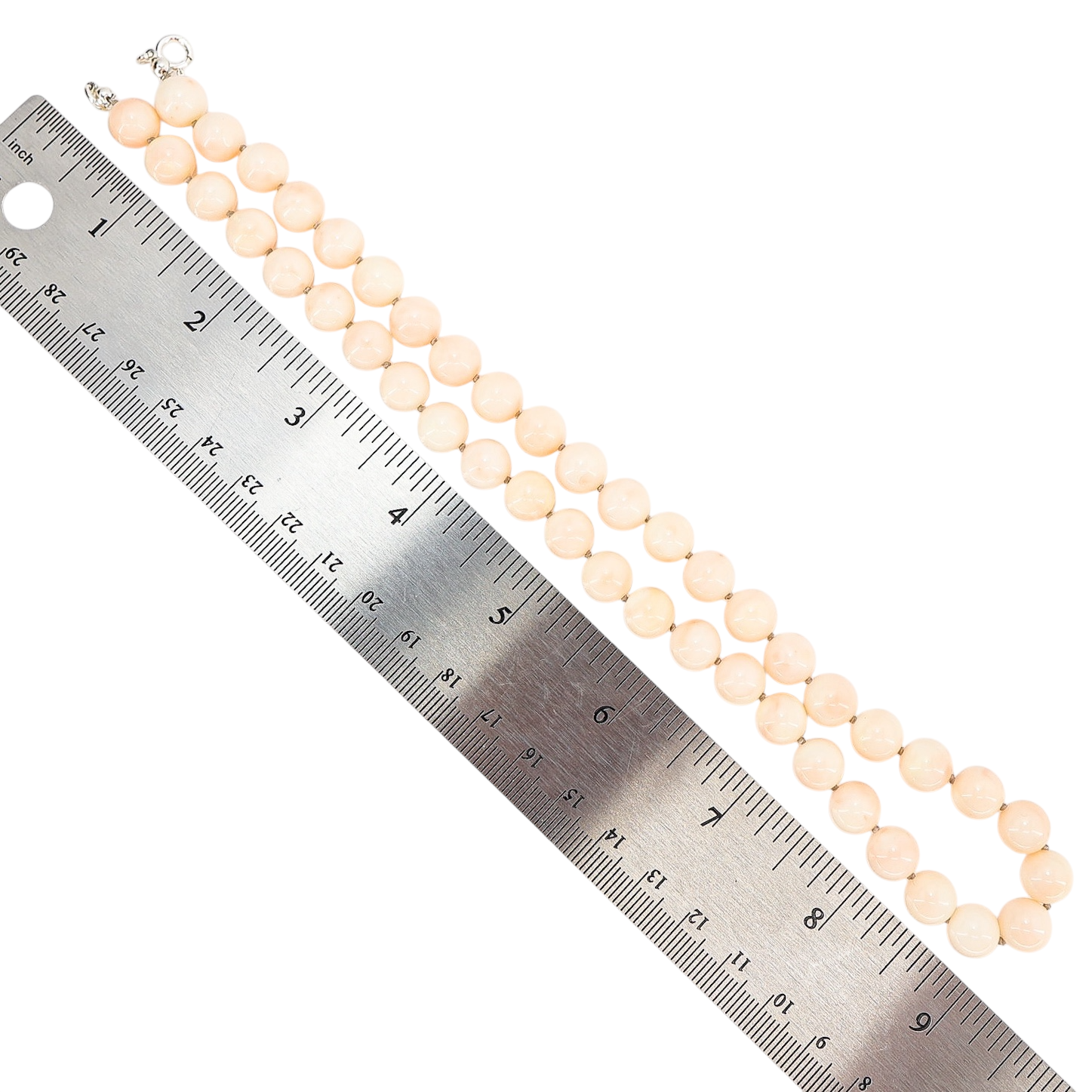 Blush Pink Angel Skin Momo Coral Necklace - New Strung w NOS Beads - 9mm 49g 18”