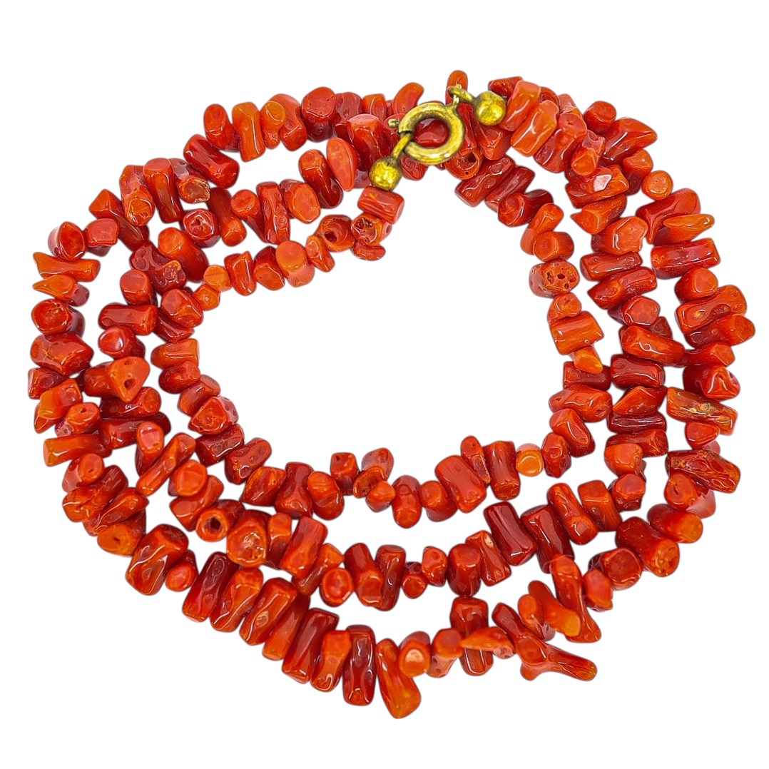 Vintage Natural Undyed Red Branch Coral Necklace Boho Style