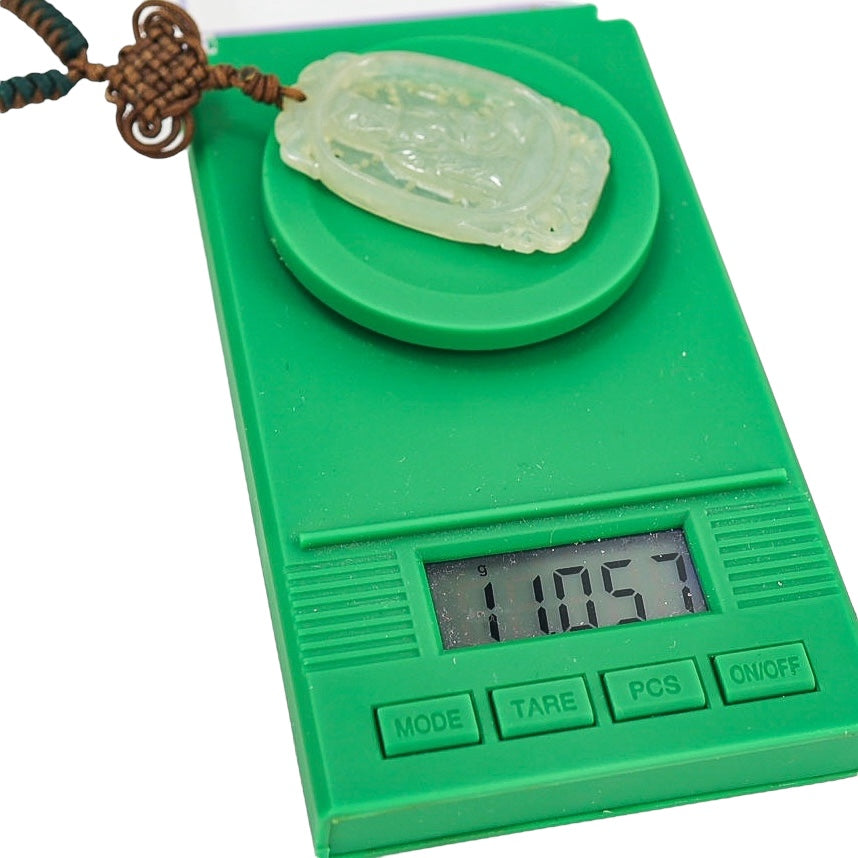 Jade Jadeite Finely Hand Carved Buddha Pendant Necklace 1 5/8 in x 1 in 11g