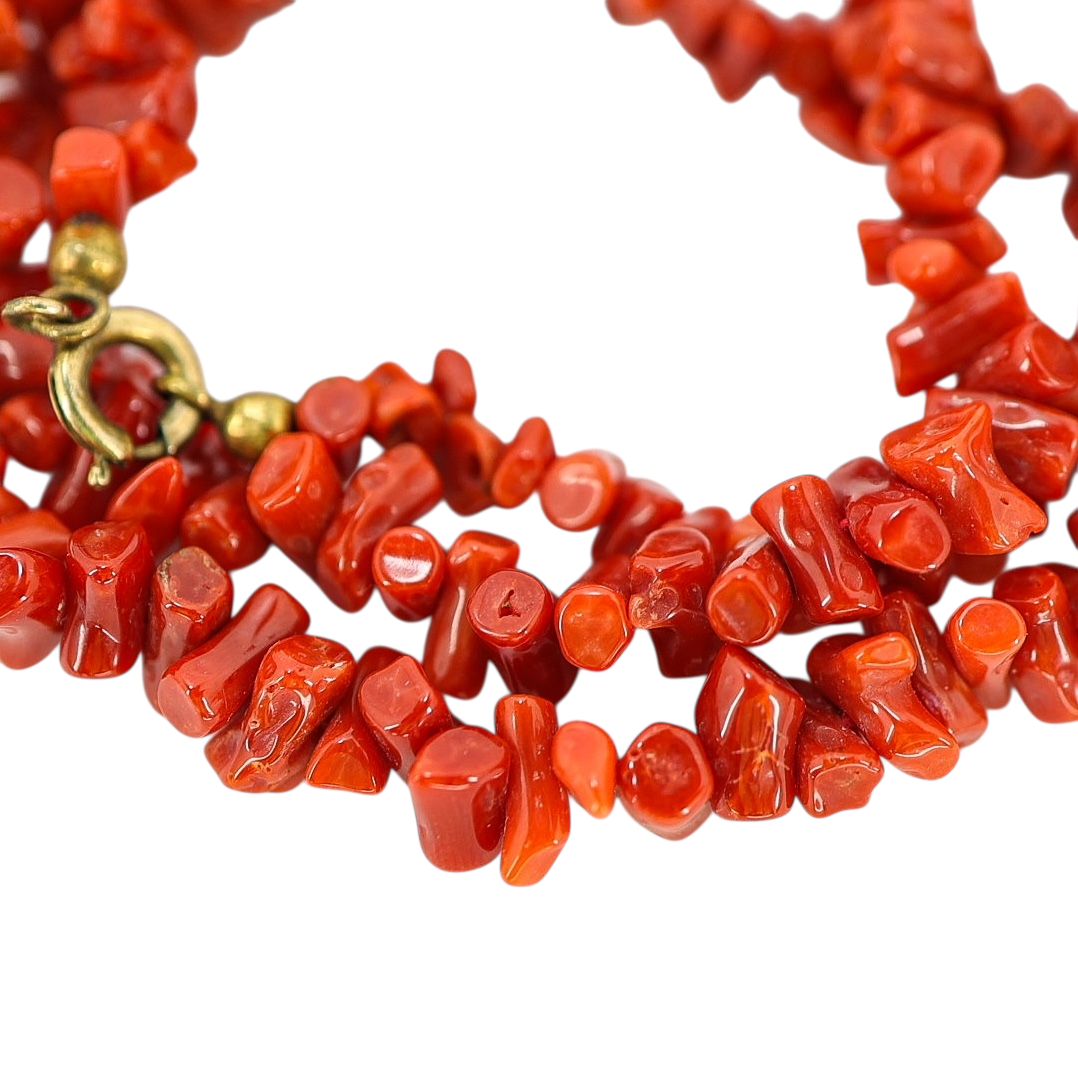 Vintage Natural Undyed Red Branch Coral Necklace Boho Style
