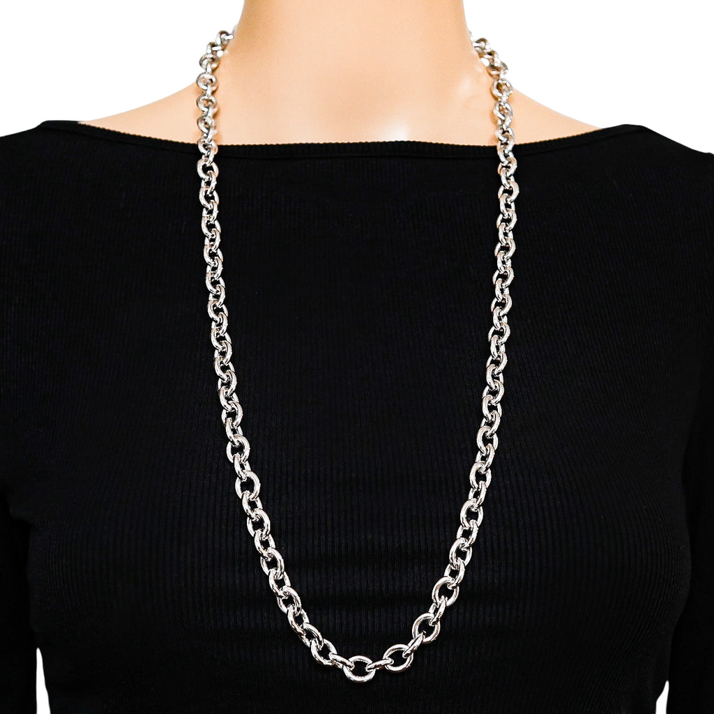 Vintage Monet Silver-Tone Chunky Chain Necklace - Classic Bold Layering 1980s