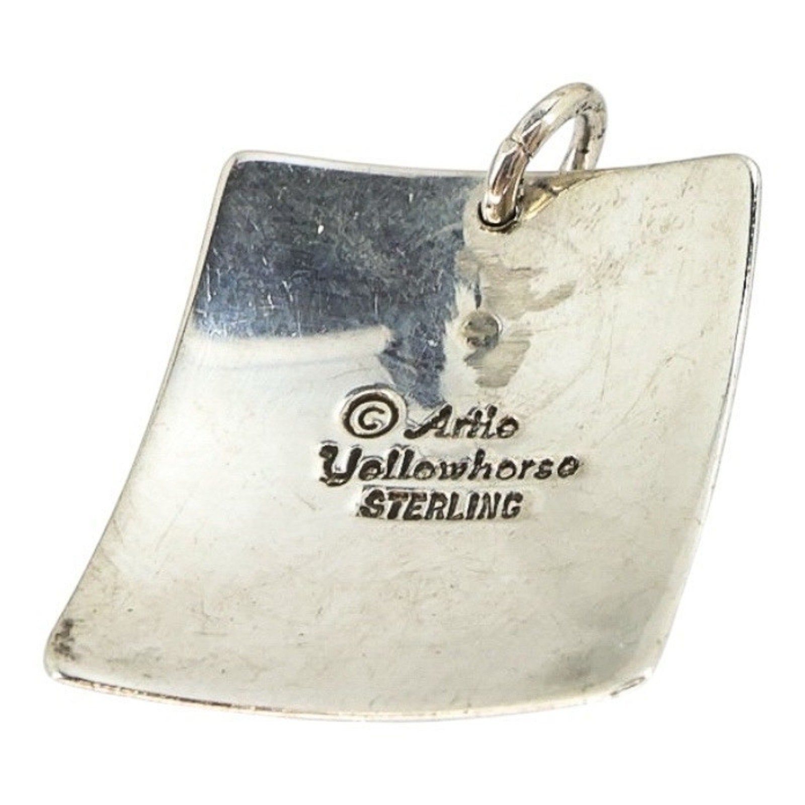 Native American Navajo Artie Yellowhorse Sterling Silver Turquoise Pendant Signed
