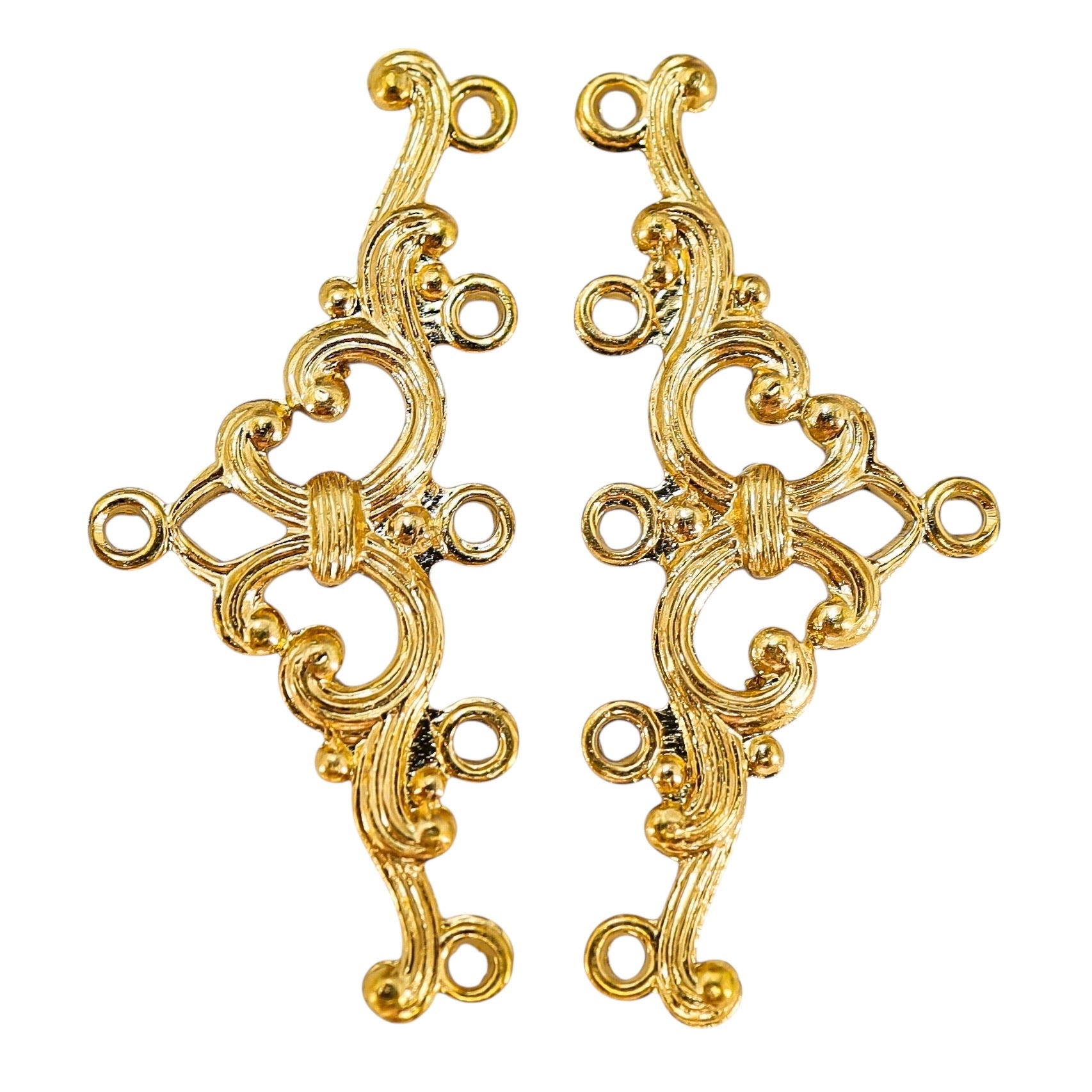 Vintage NOS 5-1 Multi Strand Connector Findings -  Gold Tone Rococo Scroll