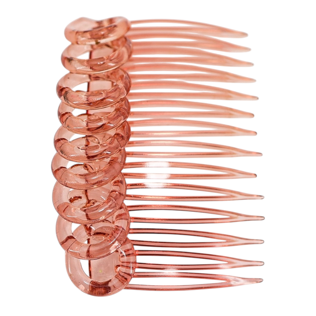 Vintage Pink Lucite Hair Comb – Made in USA – Retro Loop Top Design