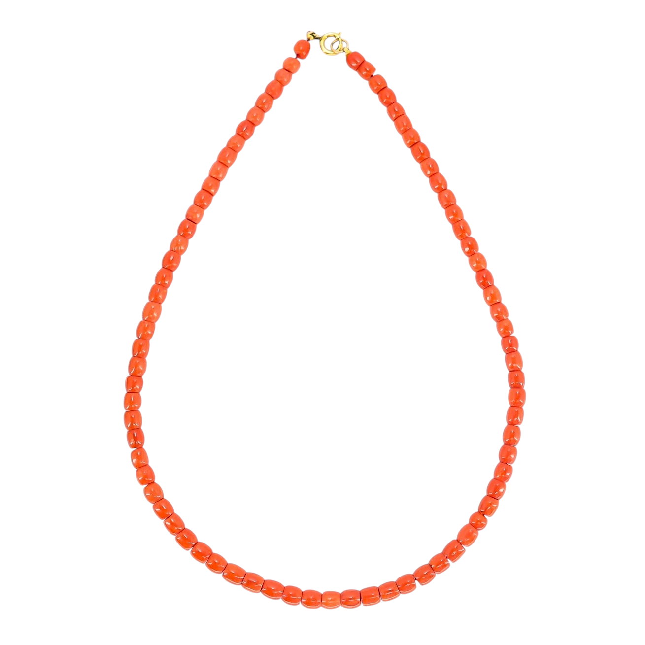 Vintage Natural Undyed Red Orange Salmon Coral Necklace Gold Filled Clasp 29g