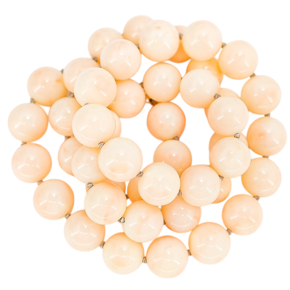 Blush Pink Angel Skin Momo Coral Necklace - New Strung w NOS Beads - 9mm 49g 18”