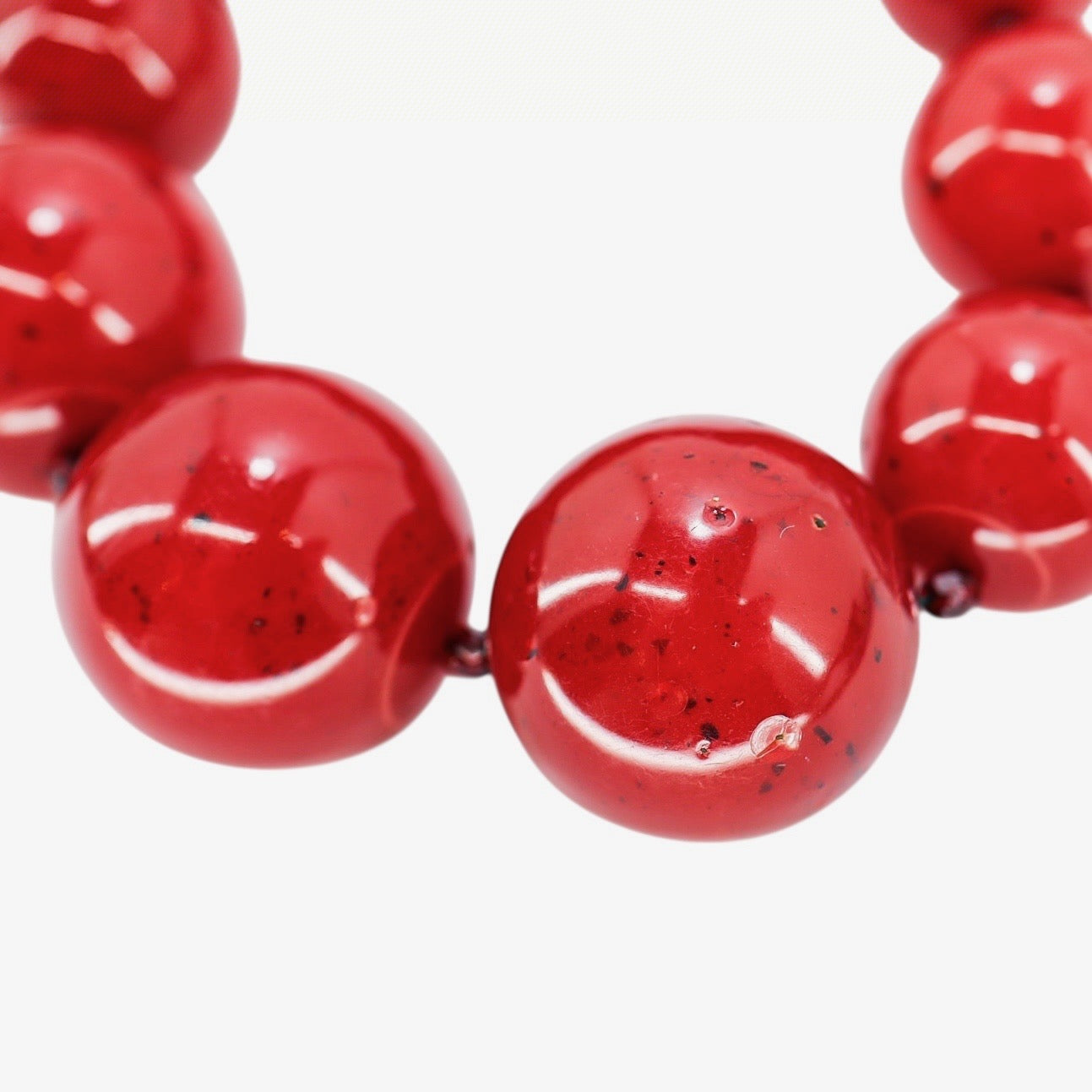 BEN-AMUN Vintage 80s Statement Necklace Cherry Red Resin Graduated Beads