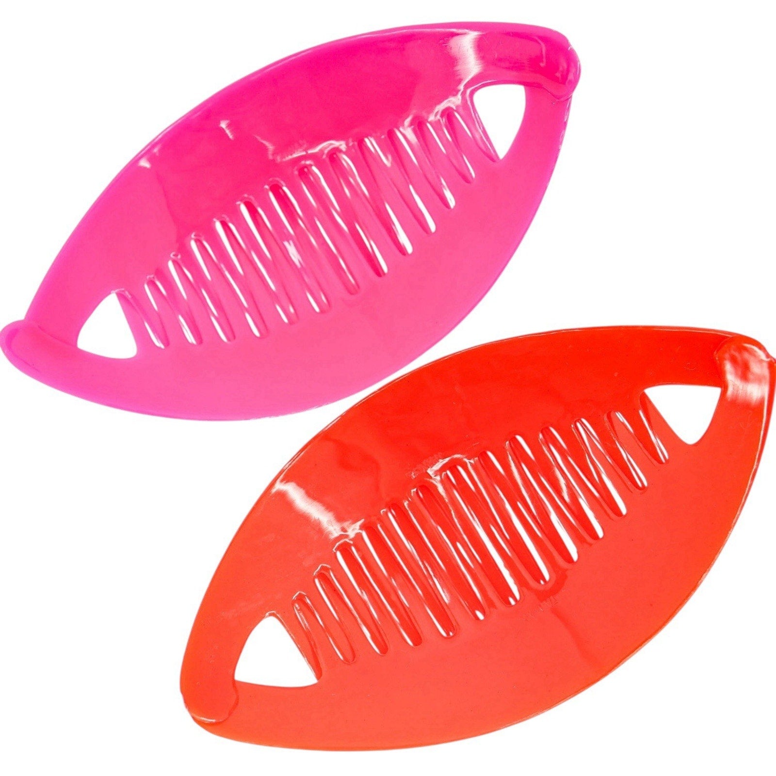 Vintage 80s 90s Y2K Taiwan Hair Clincher Comb Banana Clip Combs Red Pink 5.5 In