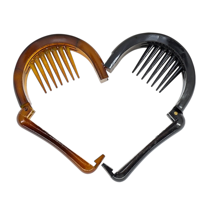 Vintage French Brevete SGDG Hinged Hair Clips - Pair Horsebit Shape