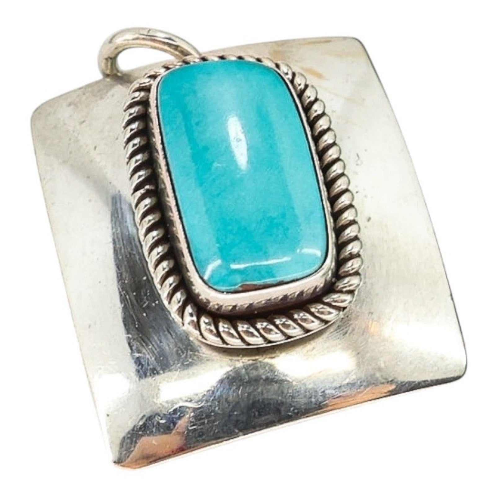 Native American Navajo Artie Yellowhorse Sterling Silver Turquoise Pendant Signed