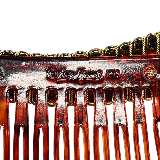 Paris Diffusion 1979 Tortoiseshell & Gold Twisted Rope Hair Comb