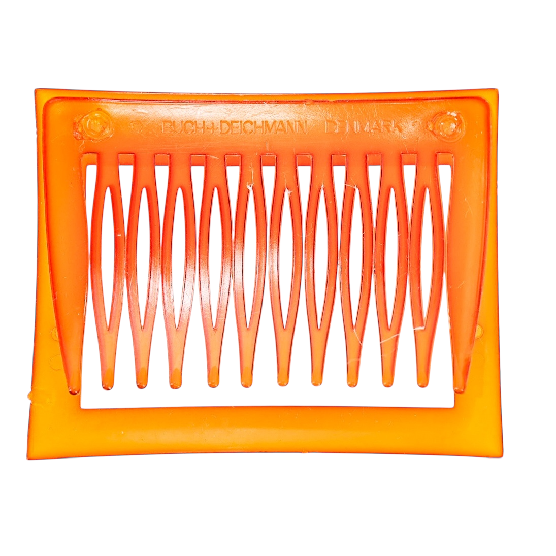Vintage Buch + Deichmann Denmark Orange Cellulose Acetate Hair Comb MOD