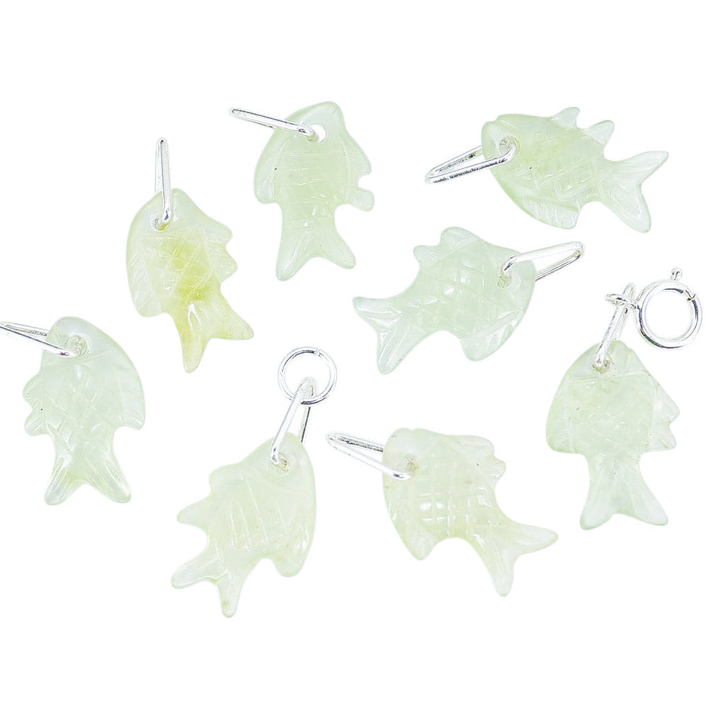 Vintage Carved Genuine Jade 15mm Fish Charm - Price Per 1 Piece OOAK